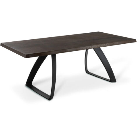Mesa de roble termococido con patas negras 100x200x76h cm