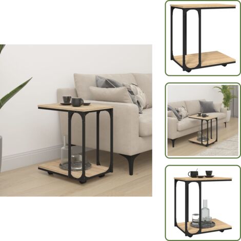 Mesa de roble - vidaXL Mesa auxiliar con ruedas madera roble Sonoma 50x35x55,5 cm - Mesa industrial
