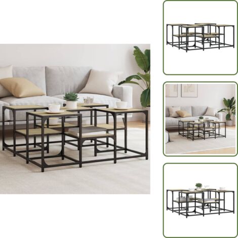 Mesa de roble - vidaXL Mesa de centro madera de ingeniería roble Sonoma 91x91x40 cm - Mesa de centro con dos niveles