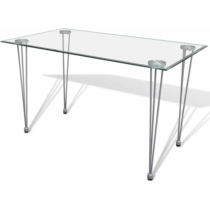 

Happyshopping - Mesa de salon comedor con superficie de vidrio transparente