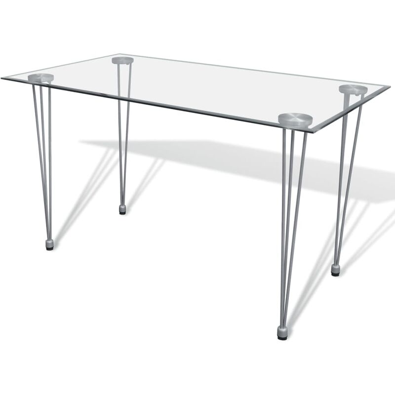

Mesa de salón comedor con superficie de vidrio transparente