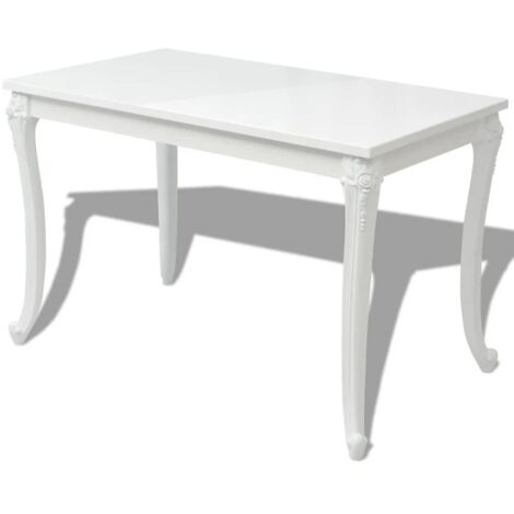 Mesa de salón comedor de diseño 116 cm blanco alto brillo