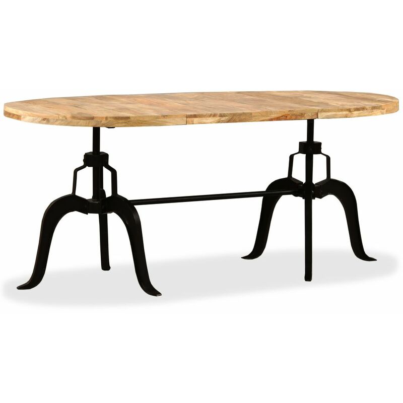 

BHD - Mesa de salón comedor de madera maciza de mango y acero 180 cm