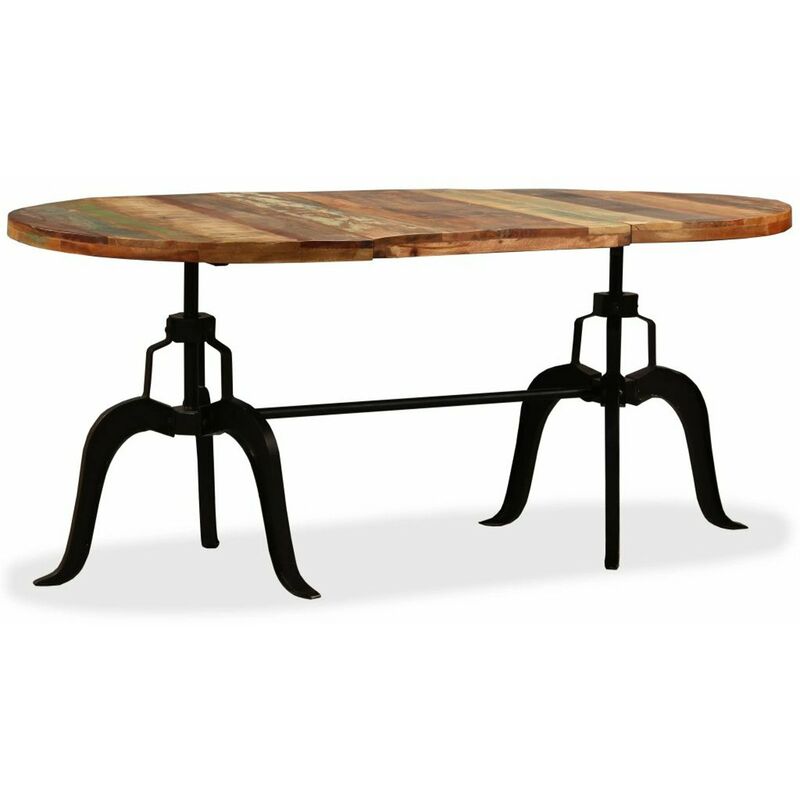 

Mesa de salon comedor de madera maciza reciclada y acero 180 cm