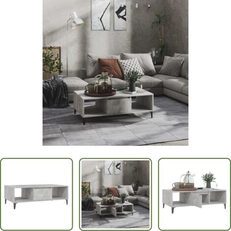 Mesa de salón -  Mesa centro madera contrachapada gris hormigón 103,5x60x35 cm