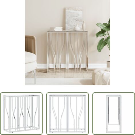 Mesa de salón -  Mesa consola de acero inoxidable y vidrio plateada 70x30x70 cm