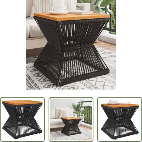 Mesa de salón - Mesa de centro base de alambre madera acacia negro 38x38x38 cm