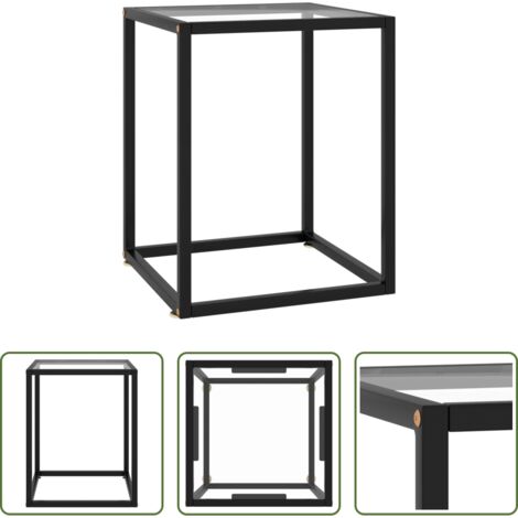 Mesa de salón -  Mesa de centro con vidrio templado negra 40x40x50 cm