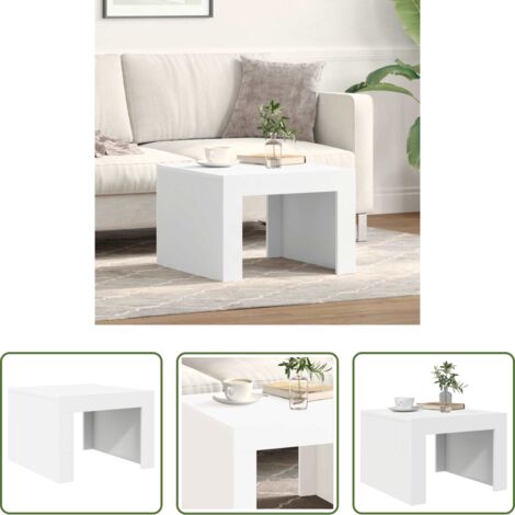 Mesa de salón -  Mesa de centro madera contrachapada blanco 50x50x35 cm