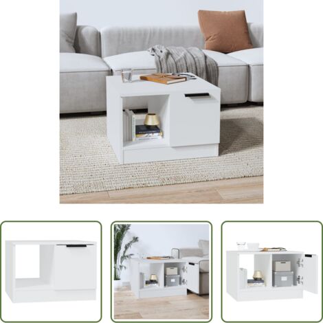 Mesa de salón -  Mesa de centro madera contrachapada blanco 50x50x36 cm