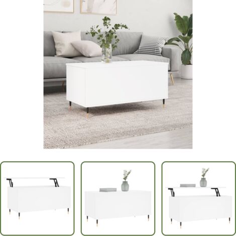 Mesa de salón -  Mesa de centro madera contrachapada blanco 90x44,5x45 cm