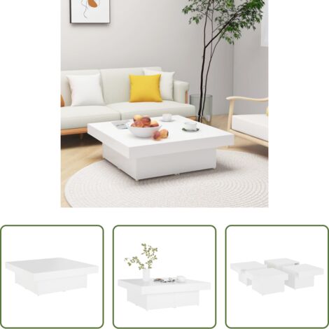 Mesa de salón -  Mesa de centro madera contrachapada blanco 90x90x28 cm