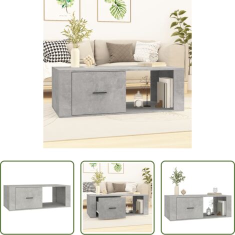 Mesa de salón -  Mesa de centro madera contrachapada gris hormigón 100x50,5x35cm