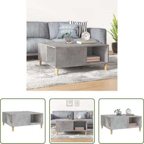 Mesa de salón -  Mesa de centro madera contrachapada gris hormigón 80x80x36,5 cm