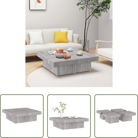 Mesa de salón -  Mesa de centro madera contrachapada gris Sonoma 90x90x28 cm