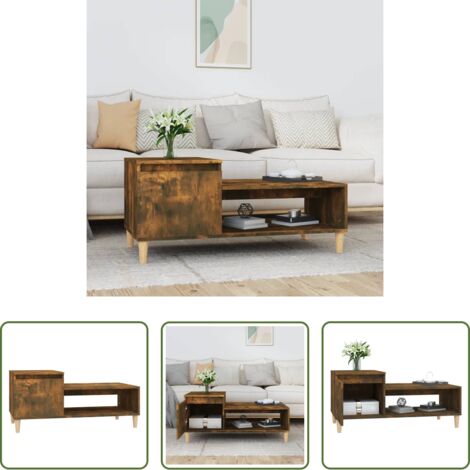 Mesa de salón -  Mesa de centro madera contrachapada roble ahumado 100x50x45 cm