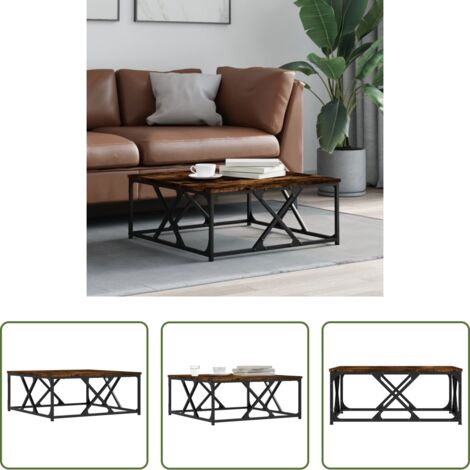 Mesa de salón -  Mesa de centro madera contrachapada roble ahumado 70x70x30 cm
