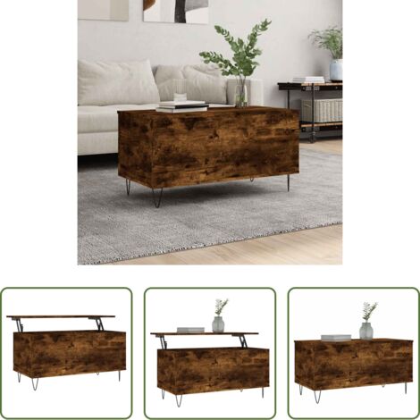 Mesa de salón -  Mesa de centro madera contrachapada roble ahumado 90x44,5x45 cm