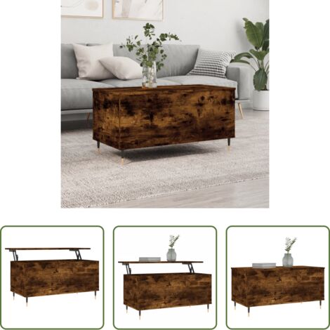 Mesa de salón -  Mesa de centro madera contrachapada roble ahumado 90x44,5x45 cm