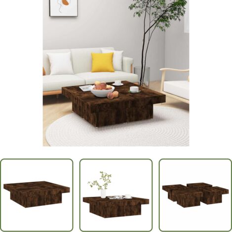 Mesa de salón -  Mesa de centro madera contrachapada roble ahumado 90x90x28 cm