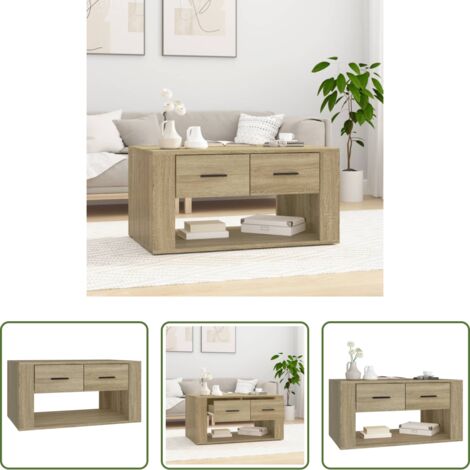Mesa de salón -  Mesa de centro madera contrachapada roble Sonoma 80x50x40 cm