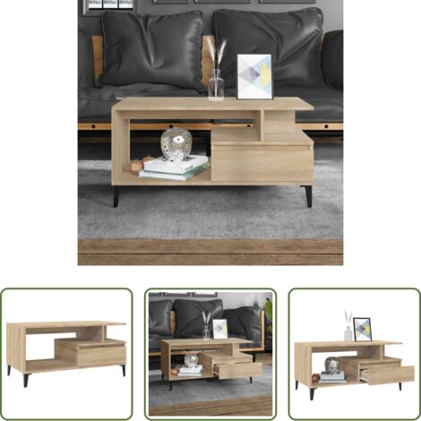 Mesa de salón -  Mesa de centro madera contrachapada roble Sonoma 90x49x45 cm