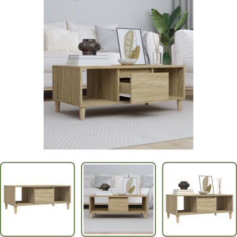 Mesa de salón -  Mesa de centro madera contrachapada roble Sonoma 90x50x36,5 cm