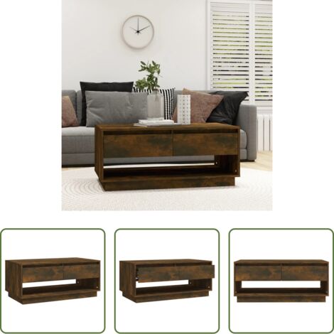 Mesa de salón -  Mesa de centro madera de ingeniería roble ahumado 102,5x55x44cm