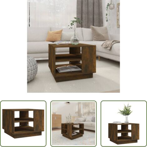 Mesa de salón -  Mesa de centro madera de ingeniería roble ahumado 55x55x43 cm