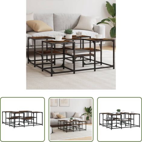 Mesa de salón -  Mesa de centro madera de ingeniería roble ahumado 91x91x40 cm