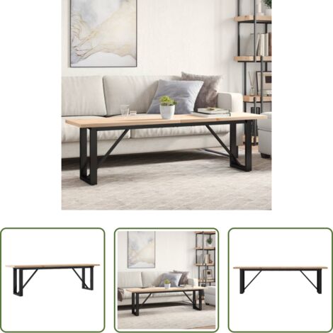 Mesa de salón -  Mesa de centro marco O madera maciza pino y acero 160x40x45,5cm