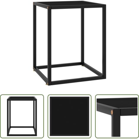 Mesa de salón -  Mesa de centro negra con vidrio negro 40x40x50 cm