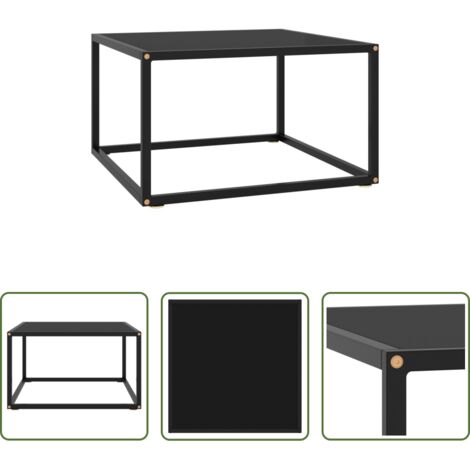Mesa de salón -  Mesa de centro negra con vidrio negro 60x60x35 cm
