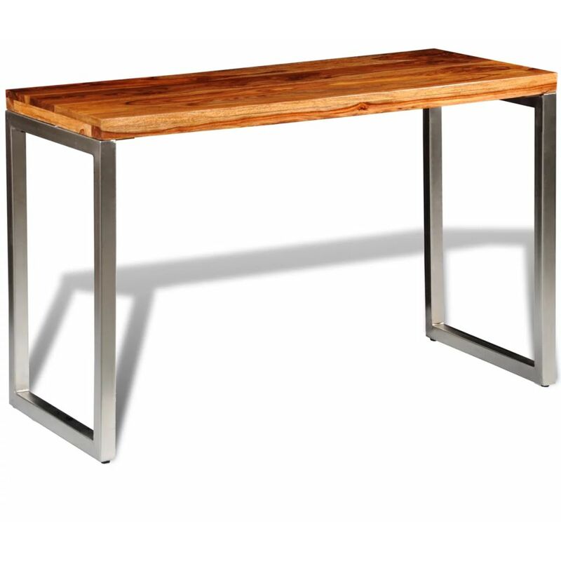 

Mesa de salon o escritorio madera sheesham con patas de acero