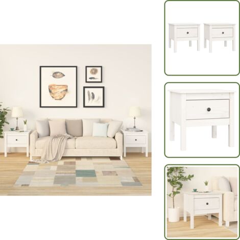 Mesa de salón - vidaXL Mesa auxiliar 2 uds madera maciza de pino blanco 50x50x49 cm - Mesa de almacenamiento