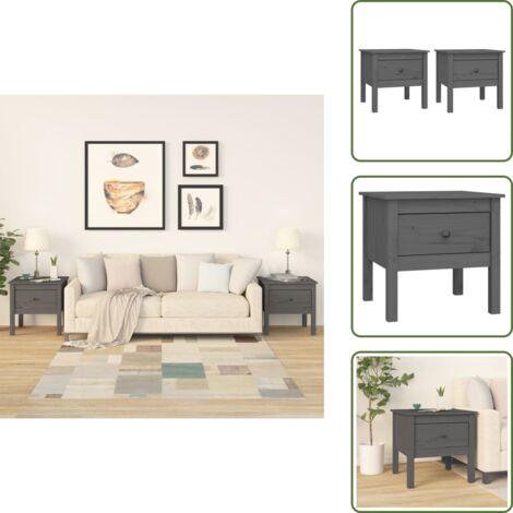 Mesa de salón - vidaXL Mesa auxiliar 2 uds madera maciza de pino gris 50x50x49 cm - Mesa de almacenamiento