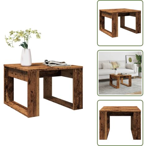Mesa de salón - vidaXL Mesa auxiliar de madera de ingeniería envejecida 50x50x35 cm - Mesa de sofá