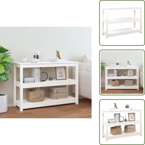 Mesa de salón - vidaXL Mesa consola de madera maciza de pino blanco 110x40x74 cm - Mesa de TV