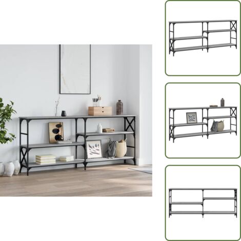Mesa de salón - vidaXL Mesa consola madera de ingeniería gris Sonoma 180x29x76,5 cm - Almacenamiento