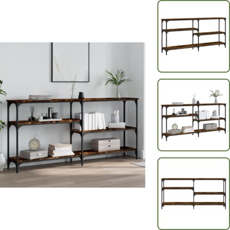Mesa de salón - vidaXL Mesa consola madera de ingeniería roble ahumado 160x29x75 cm - Madera de ingeniería