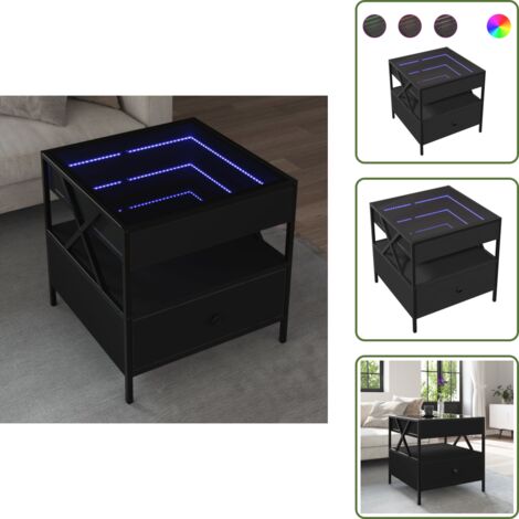 Mesa de salón - vidaXL Mesa de centro con Infinity LED negro 50x50x51 cm - Mesa de sofá