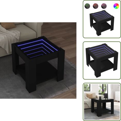 Mesa de salón - vidaXL Mesa de centro con LED madera de ingeniería negro 53x53x45 cm - Mesa de sofá
