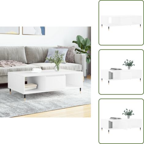 Mesa de salón - vidaXL Mesa de centro madera de ingeniería blanco 104x60x35 cm - Mesa auxiliar