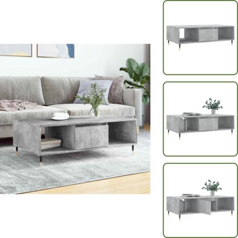 Mesa de salón - vidaXL Mesa de centro madera de ingeniería gris hormigón 104x60x35 cm - Mesa auxiliar