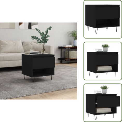 Mesa de salón - vidaXL Mesa de centro madera de ingeniería negro 50x46x50 cm - Mesa de comedor