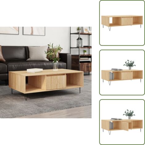 Mesa de salón - vidaXL Mesa de centro madera de ingeniería roble Sonoma 104x60x35 cm - Almacenamiento