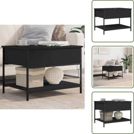 Mesa de salón - vidaXL Mesa de centro madera de ingeniería y metal negro 70x50x50 cm - Mesa de centro negra