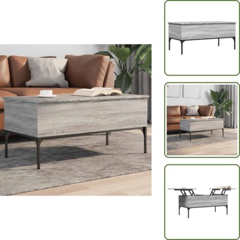 Mesa de salón - vidaXL Mesa de centro madera ingeniería metal gris Sonoma 100x50x45cm - Mesa de centro ajustable
