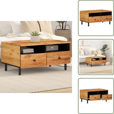 Mesa de salón - vidaXL Mesa de centro madera maciza de acacia 80x54x40 cm - Almacenamiento