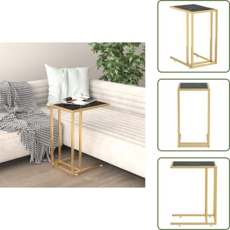 Mesa de salón - vidaXL Mesita ordenador vidrio transparente negro mármol 50x35x65cm - Mesita de centro